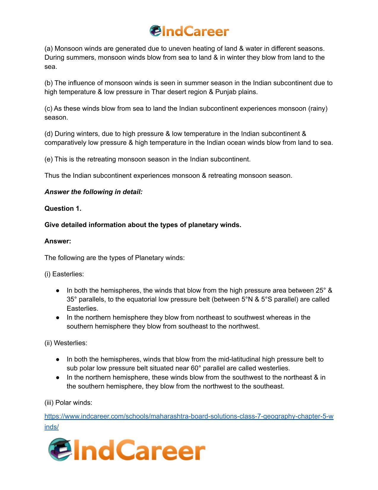 Maharashtra Board Solutions Class 7-Geography: Chapter 5- Winds - Page 33