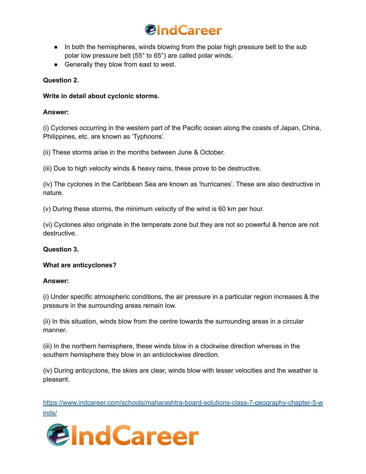 Maharashtra Board Solutions Class 7-Geography: Chapter 5- Winds - Page 34