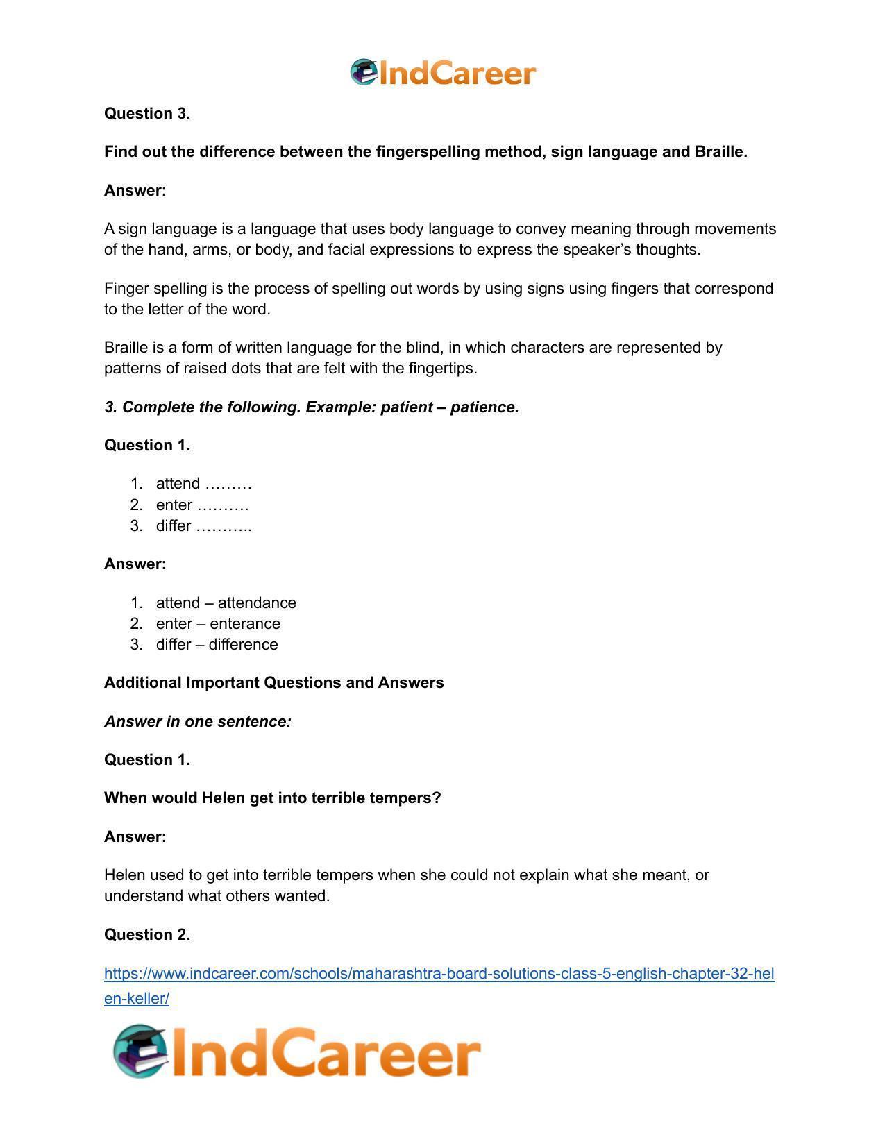 Maharashtra Board Solutions Class 5-English: Chapter 32- Helen Keller - Page 4