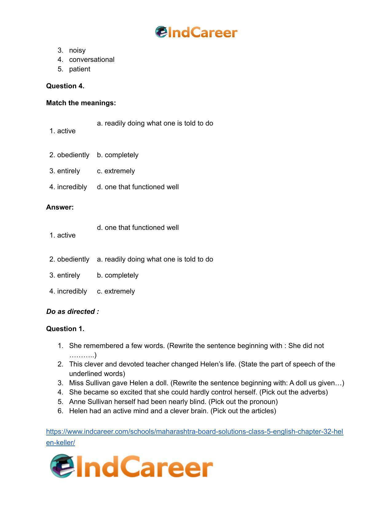 Maharashtra Board Solutions Class 5-English: Chapter 32- Helen Keller - Page 8
