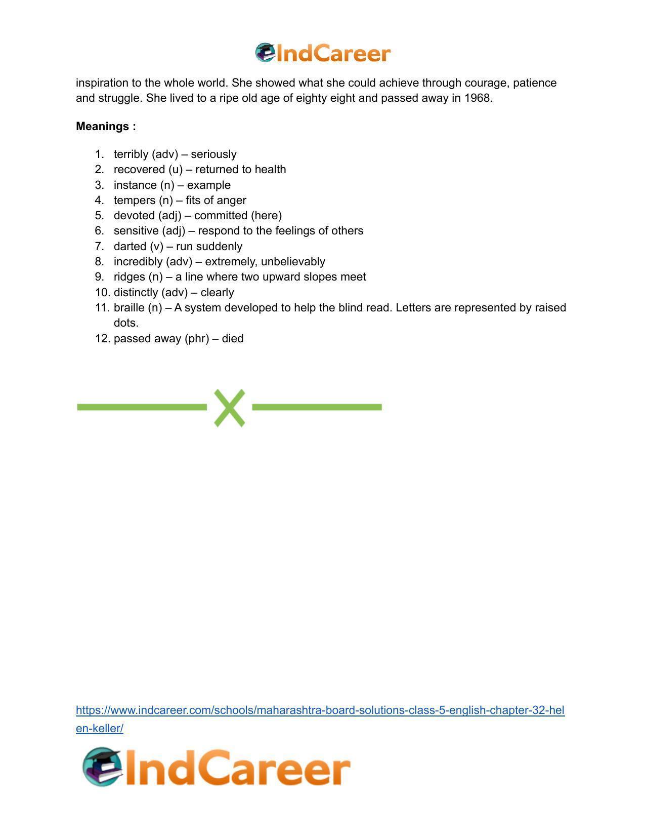 Maharashtra Board Solutions Class 5-English: Chapter 32- Helen Keller - Page 12