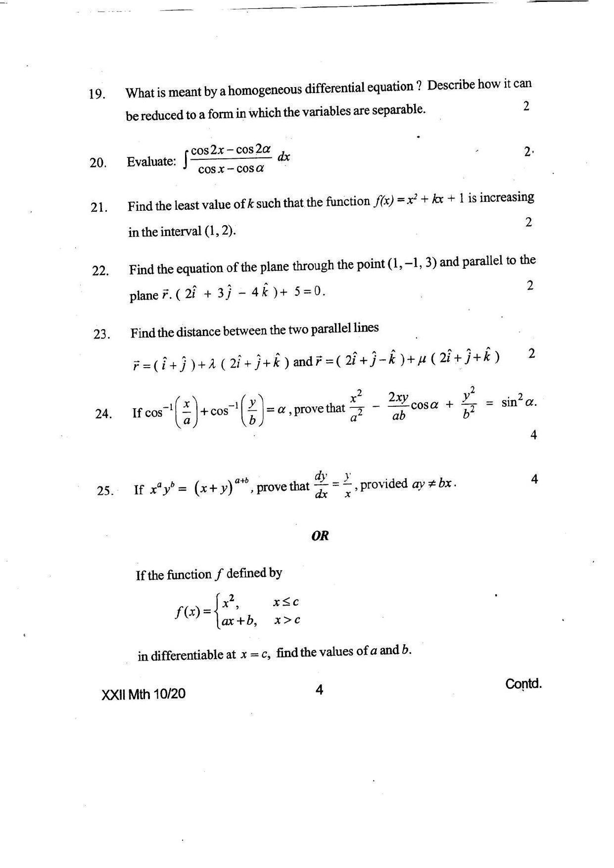COHSEM Class 12 Mathematics Question Papers 2020 - Page 4