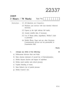 MSBTE Summer Question Paper 2019 - Thermal Engineering