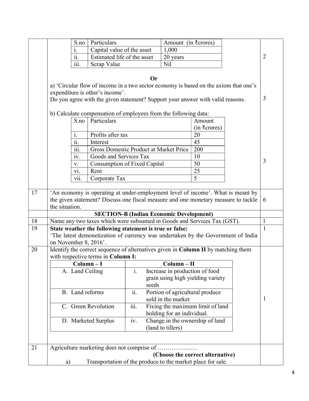 CBSE Class 12 Economics Skill Education-Sample Paper 2019-20 - Page 4