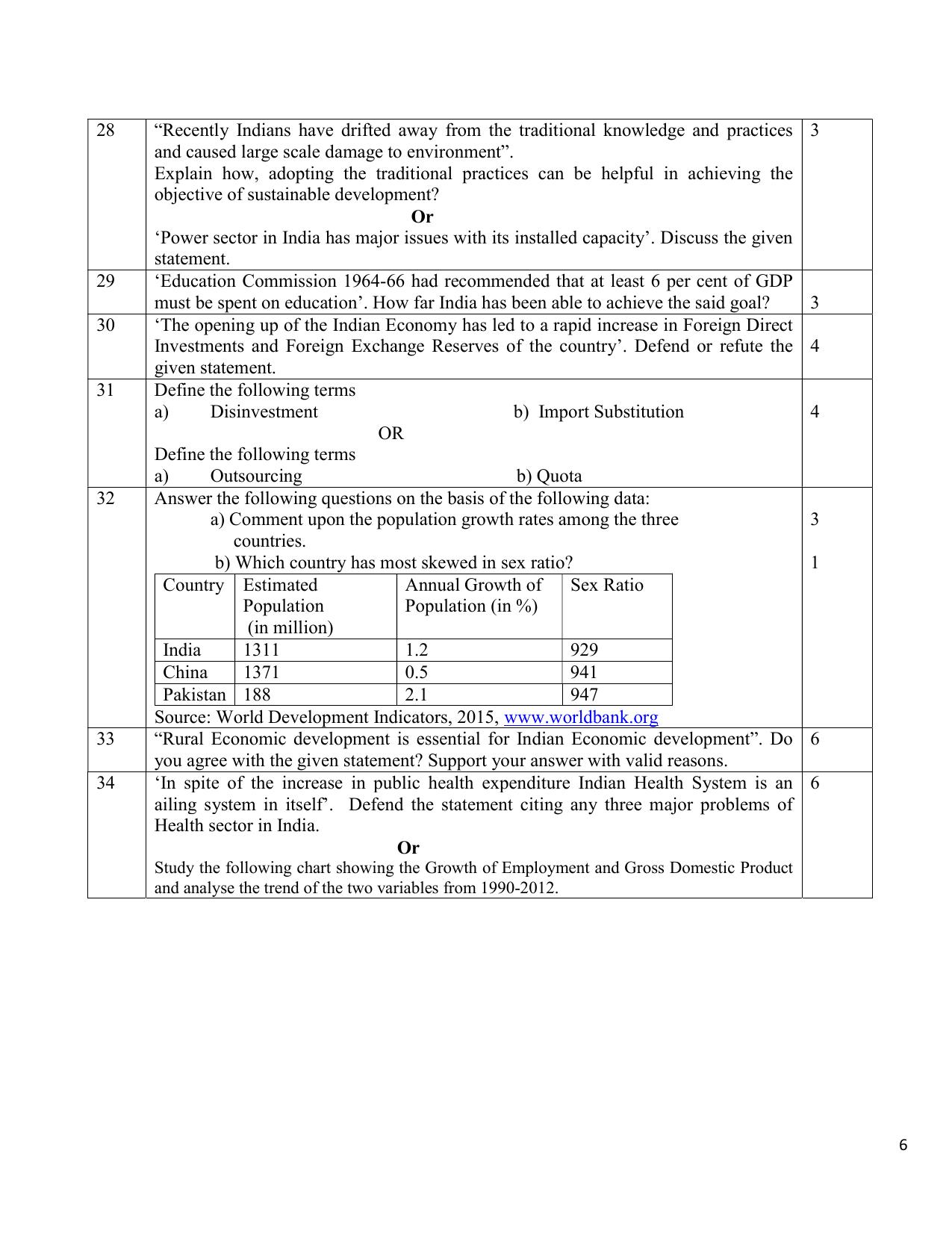 CBSE Class 12 Economics Skill Education-Sample Paper 2019-20 - Page 6