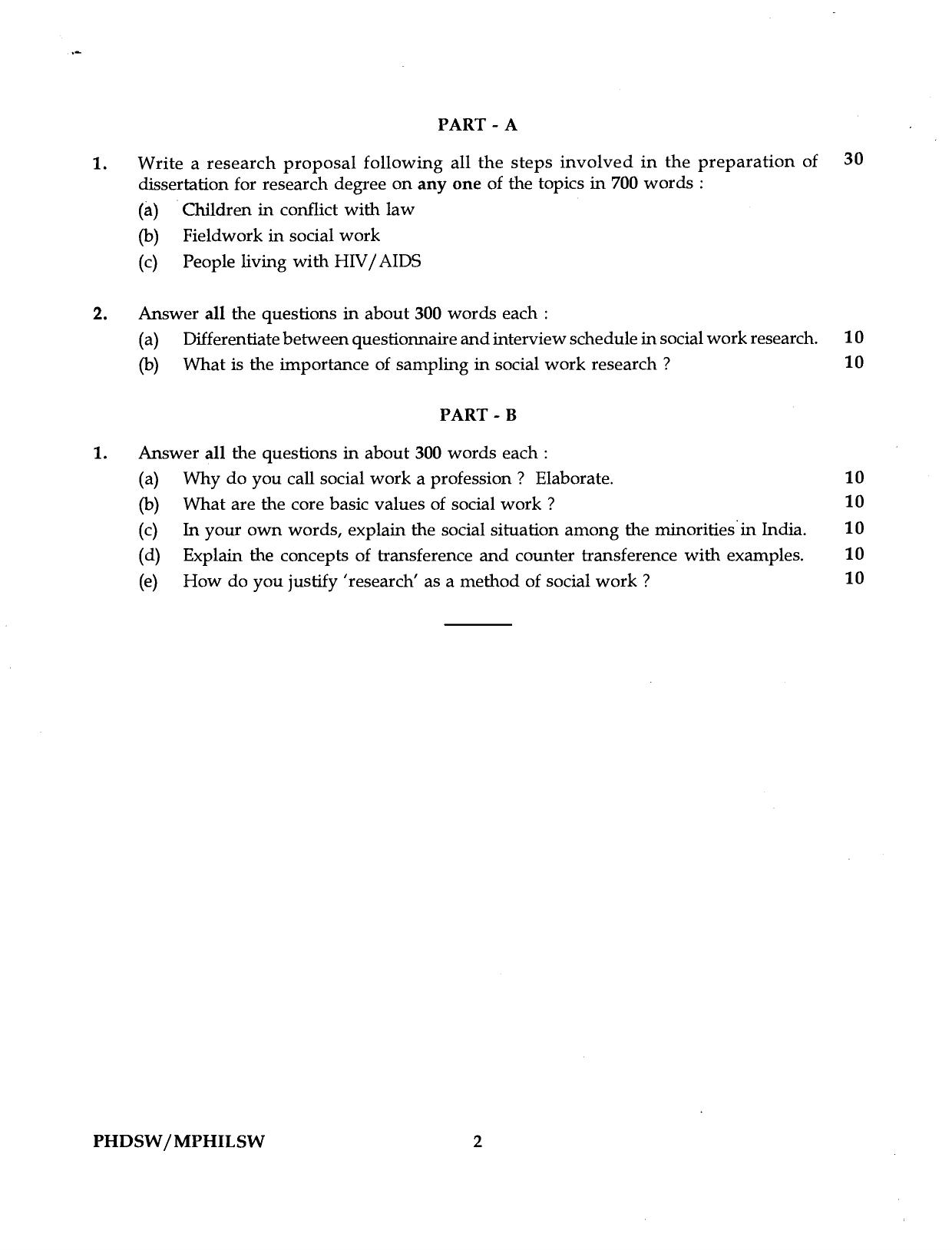 IGNOU PhD Entrance Test Ph.D./ M.Phil Social Work 2016 Question Paper - Page 2
