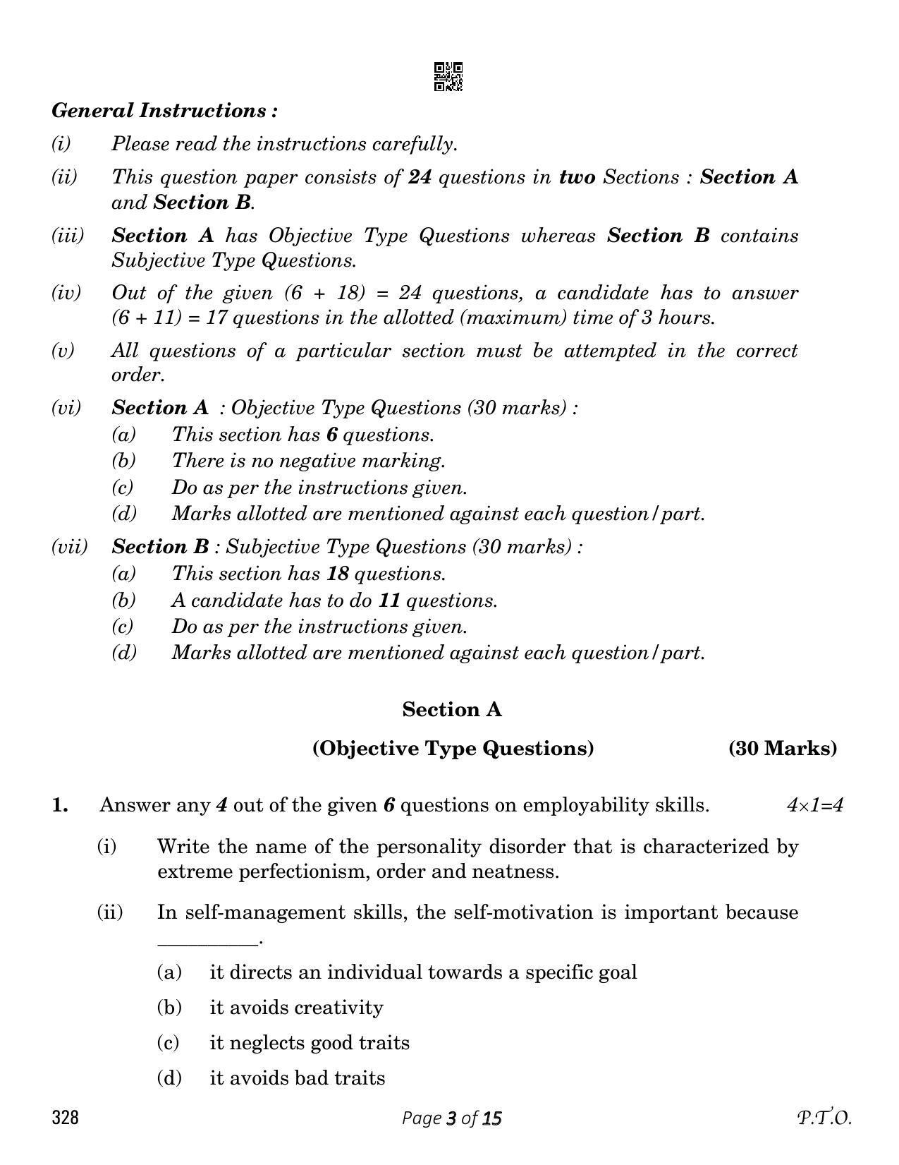 CBSE Class 12 Automotive (Compartment) 2023 Question Paper - Page 3