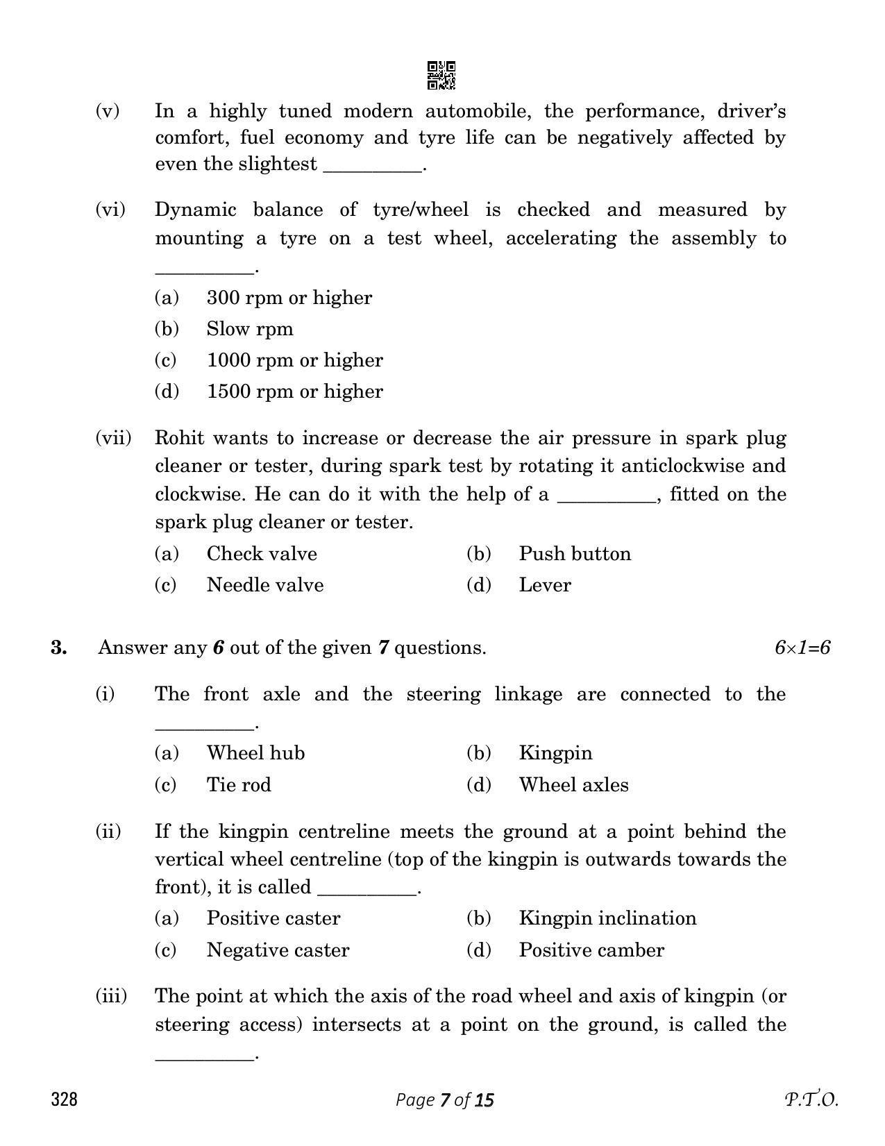 CBSE Class 12 Automotive (Compartment) 2023 Question Paper - Page 7