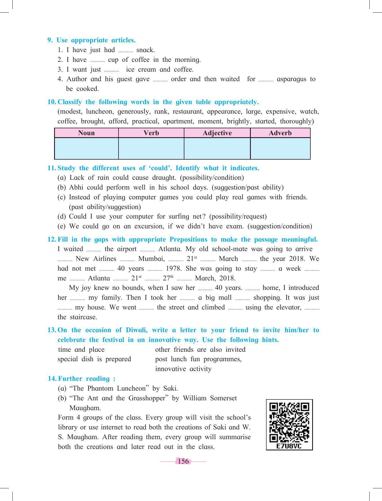 Maharashtra Board Class 10 English Textbook - Page 168