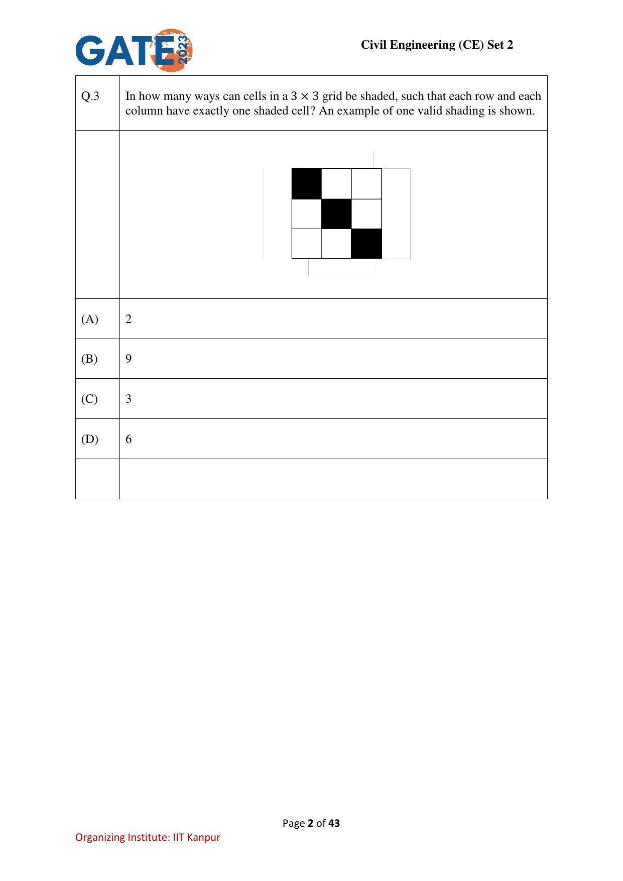 GATE 2023 Civil Engineering (CE-2) (Afternoon) Question Paper - Page 2