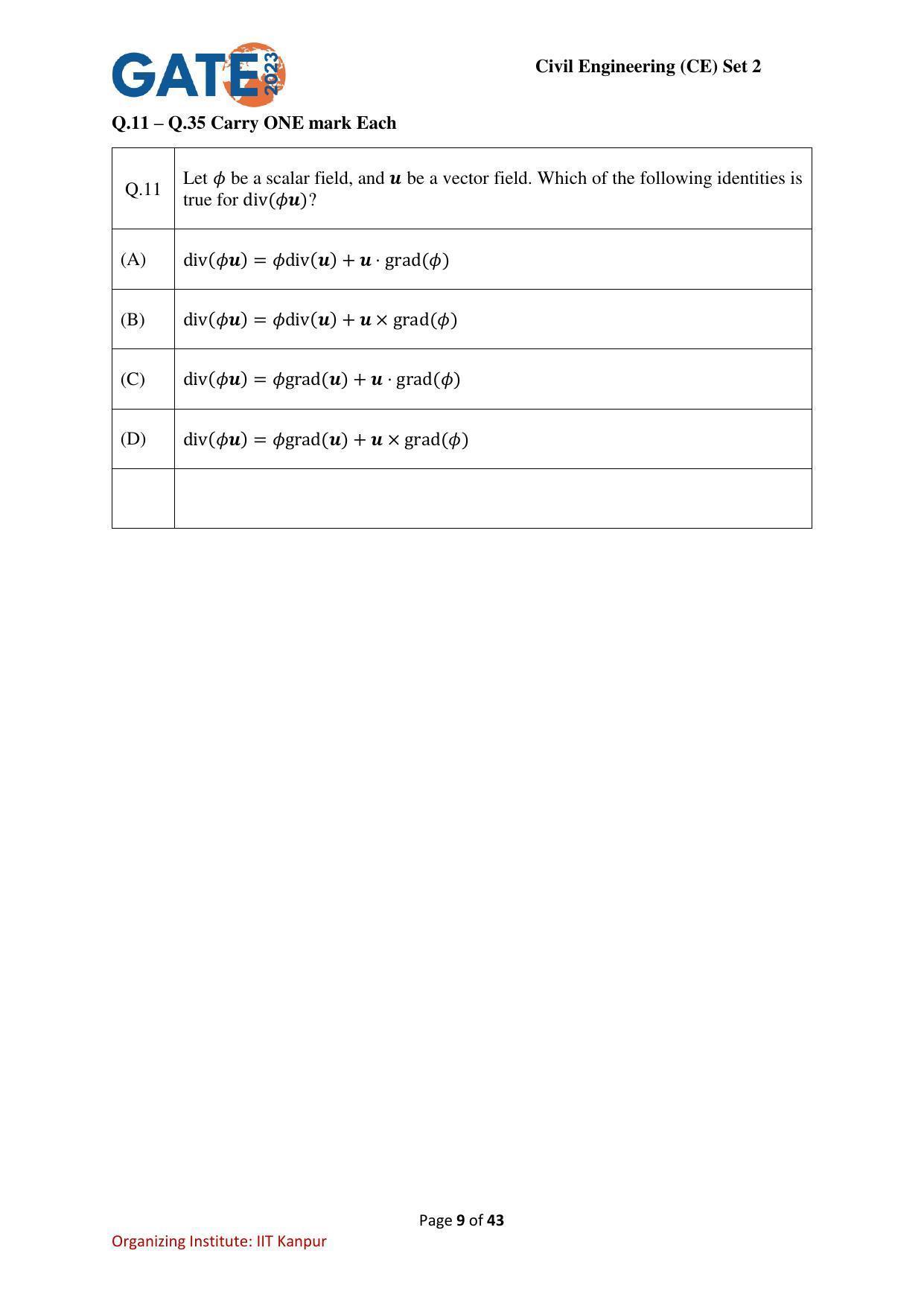 GATE 2023 Civil Engineering (CE-2) (Afternoon) Question Paper - Page 9