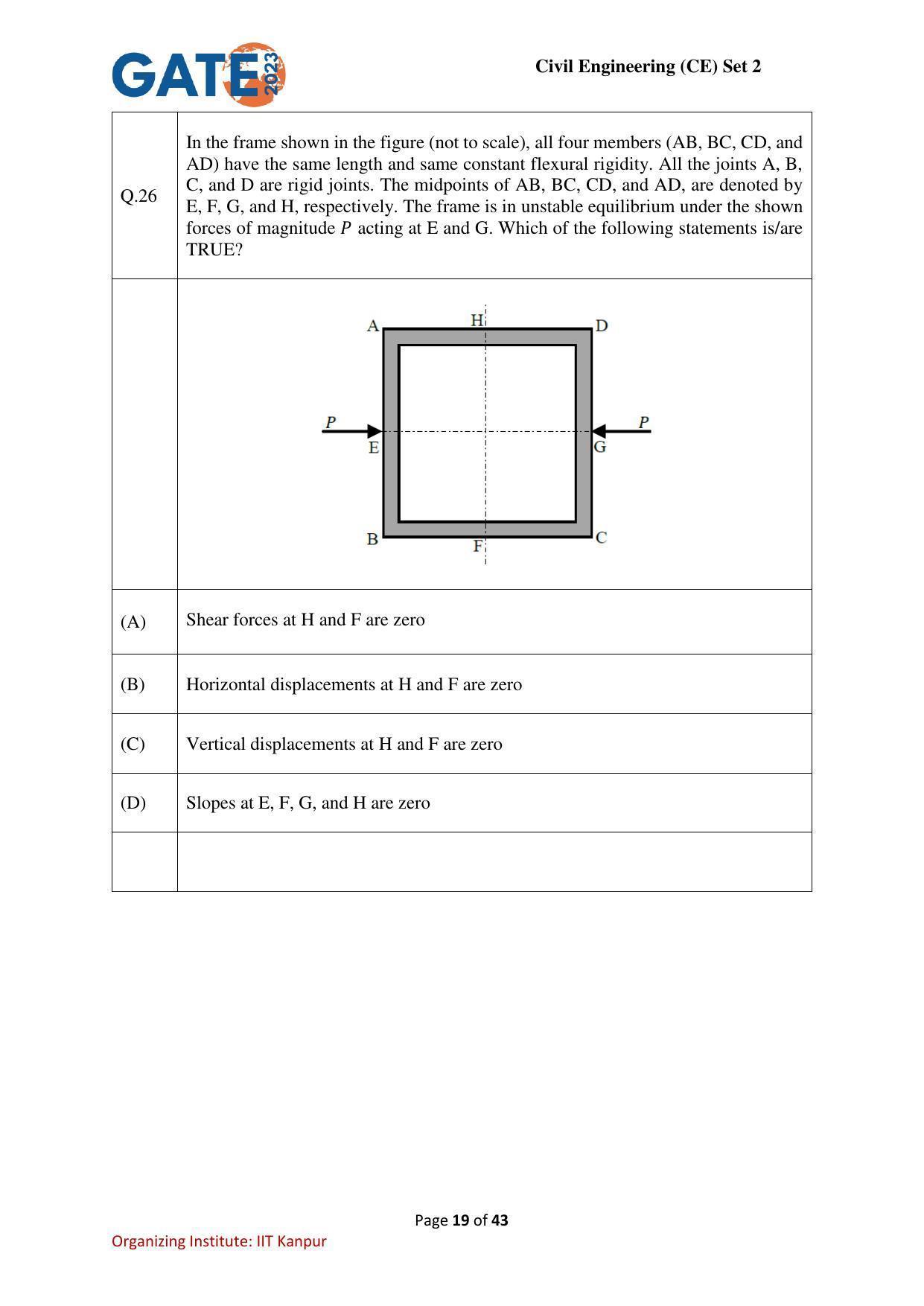 GATE 2023 Civil Engineering (CE-2) (Afternoon) Question Paper - Page 19