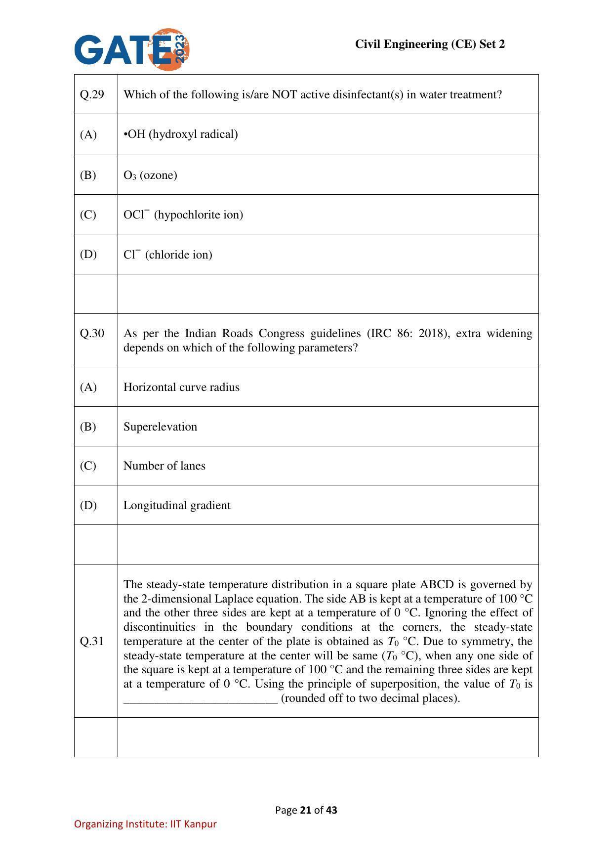 GATE 2023 Civil Engineering (CE-2) (Afternoon) Question Paper - Page 21