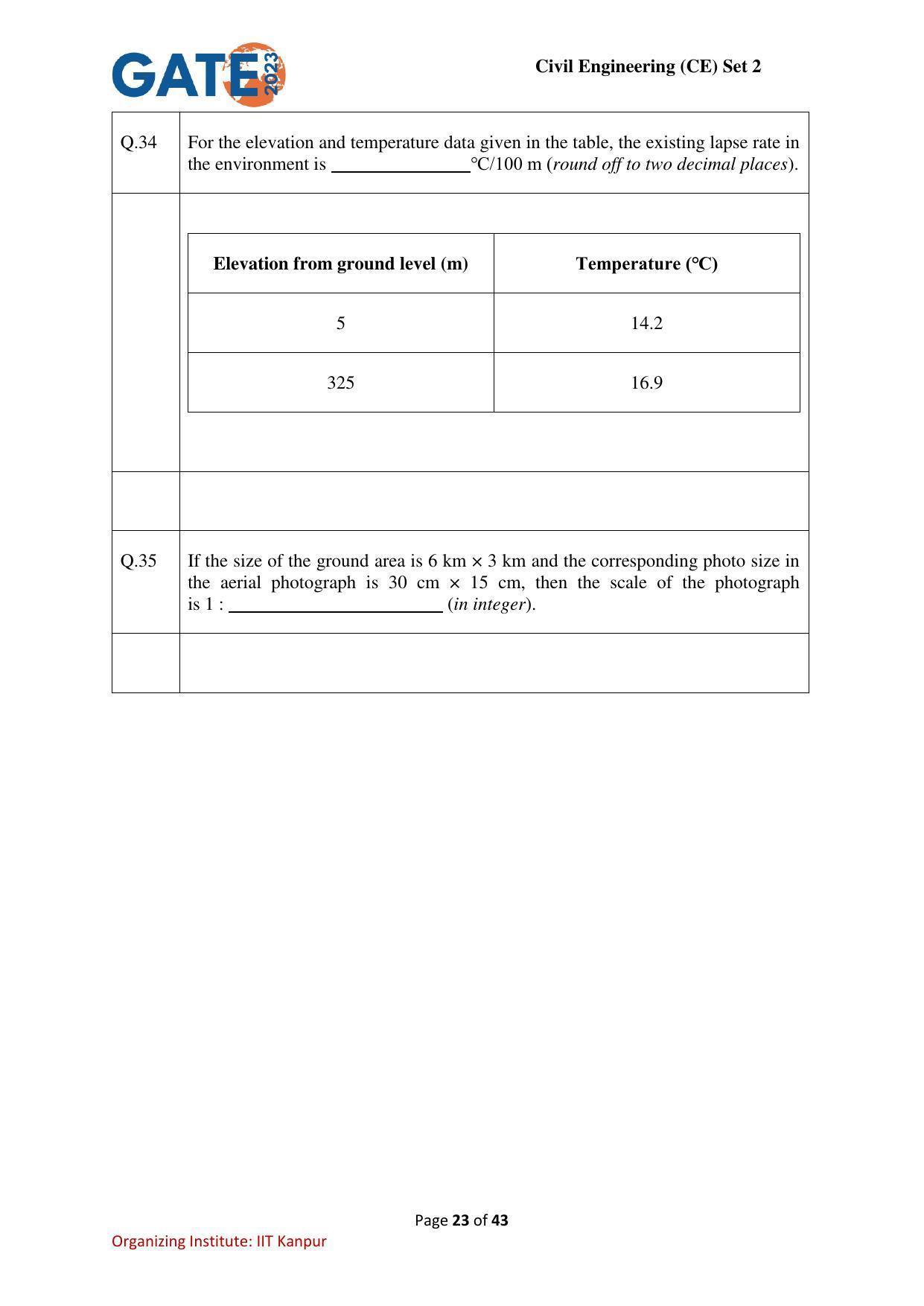 GATE 2023 Civil Engineering (CE-2) (Afternoon) Question Paper - Page 23