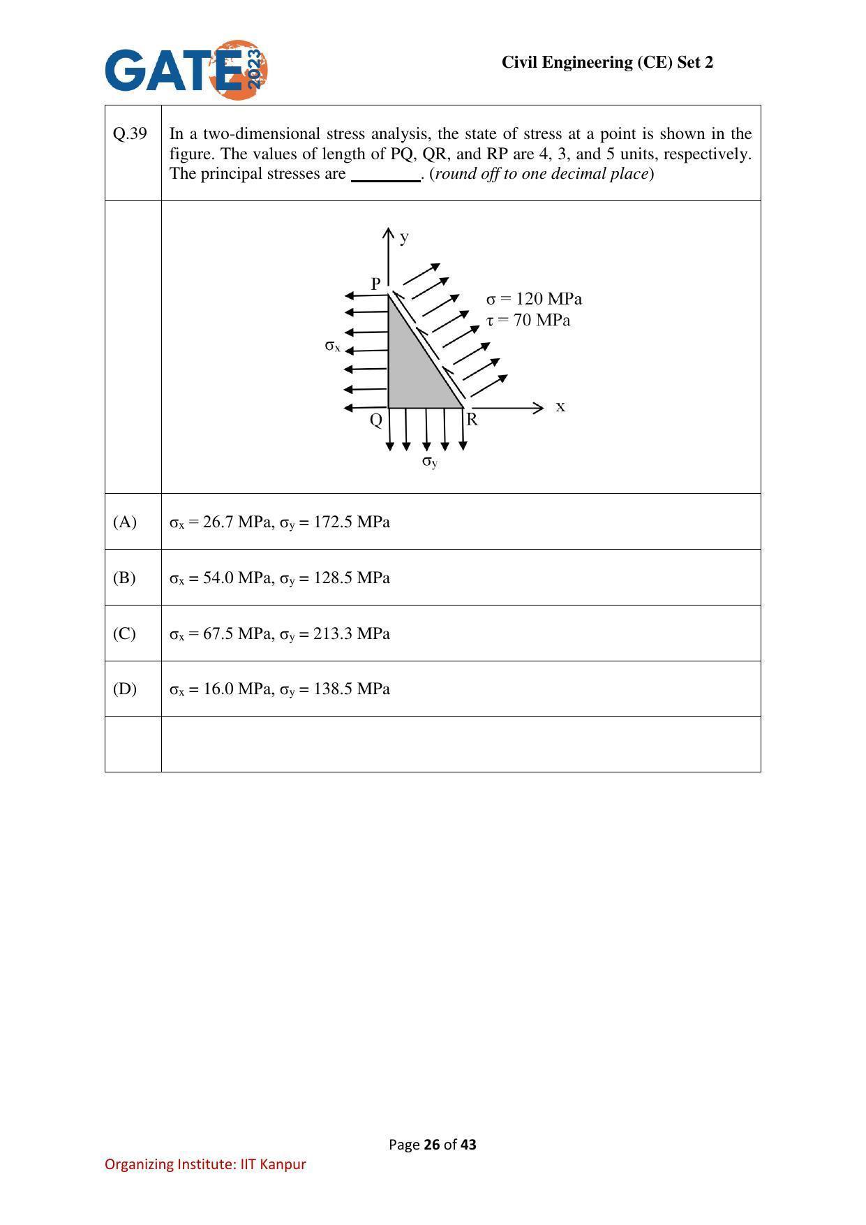 GATE 2023 Civil Engineering (CE-2) (Afternoon) Question Paper - Page 26