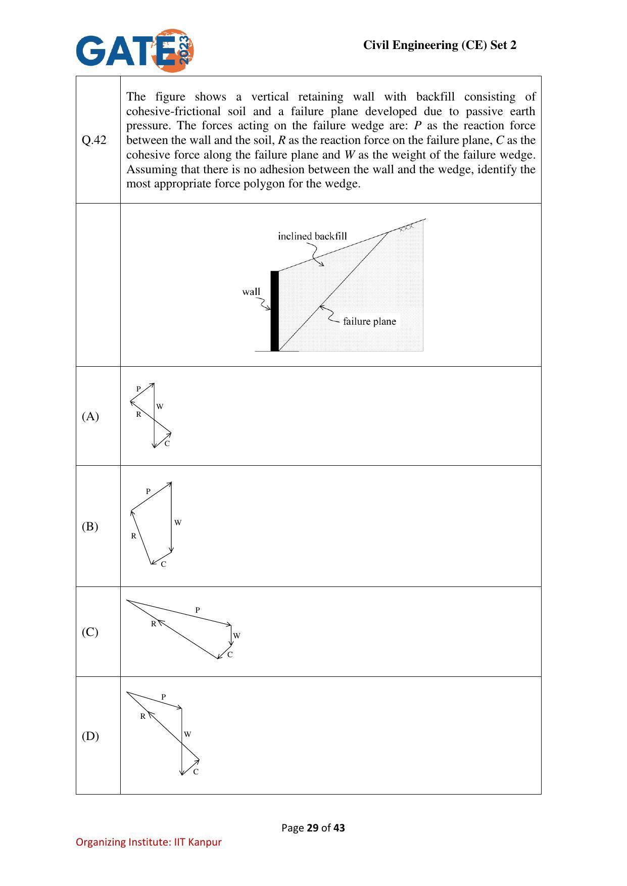 GATE 2023 Civil Engineering (CE-2) (Afternoon) Question Paper - Page 29