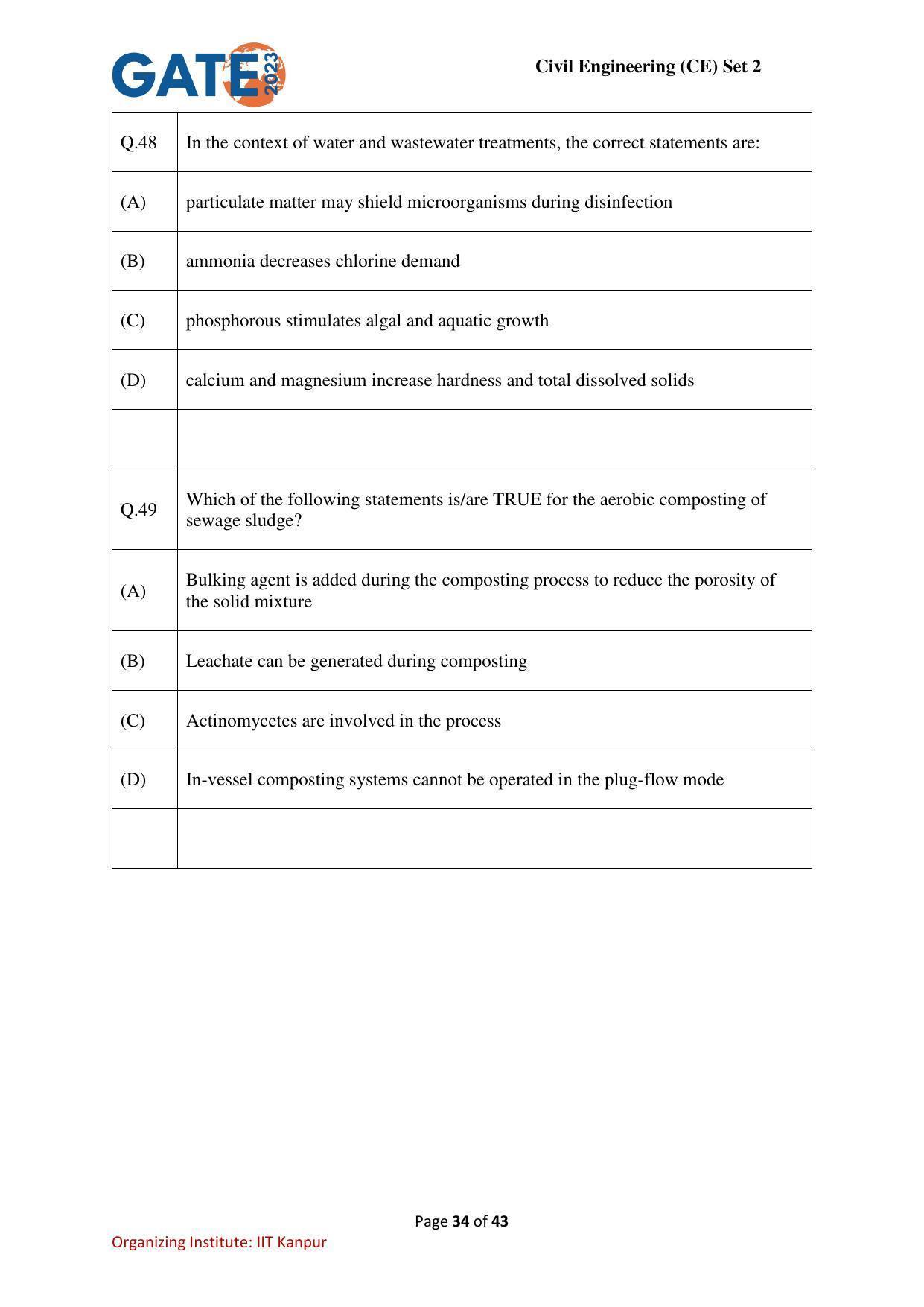 GATE 2023 Civil Engineering (CE-2) (Afternoon) Question Paper - Page 34