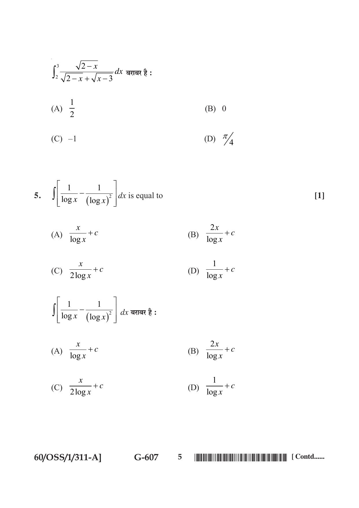 NIOS Jan-Feb 2021 Class 12 Mathematics (SET A) Question Paper - Page 5