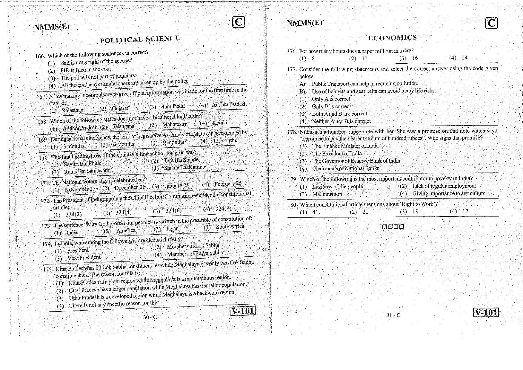 MAT - SAT English Nov 2018 (Set C) Class 8 Andhra Pradesh NMMS Question Papers - Page 16