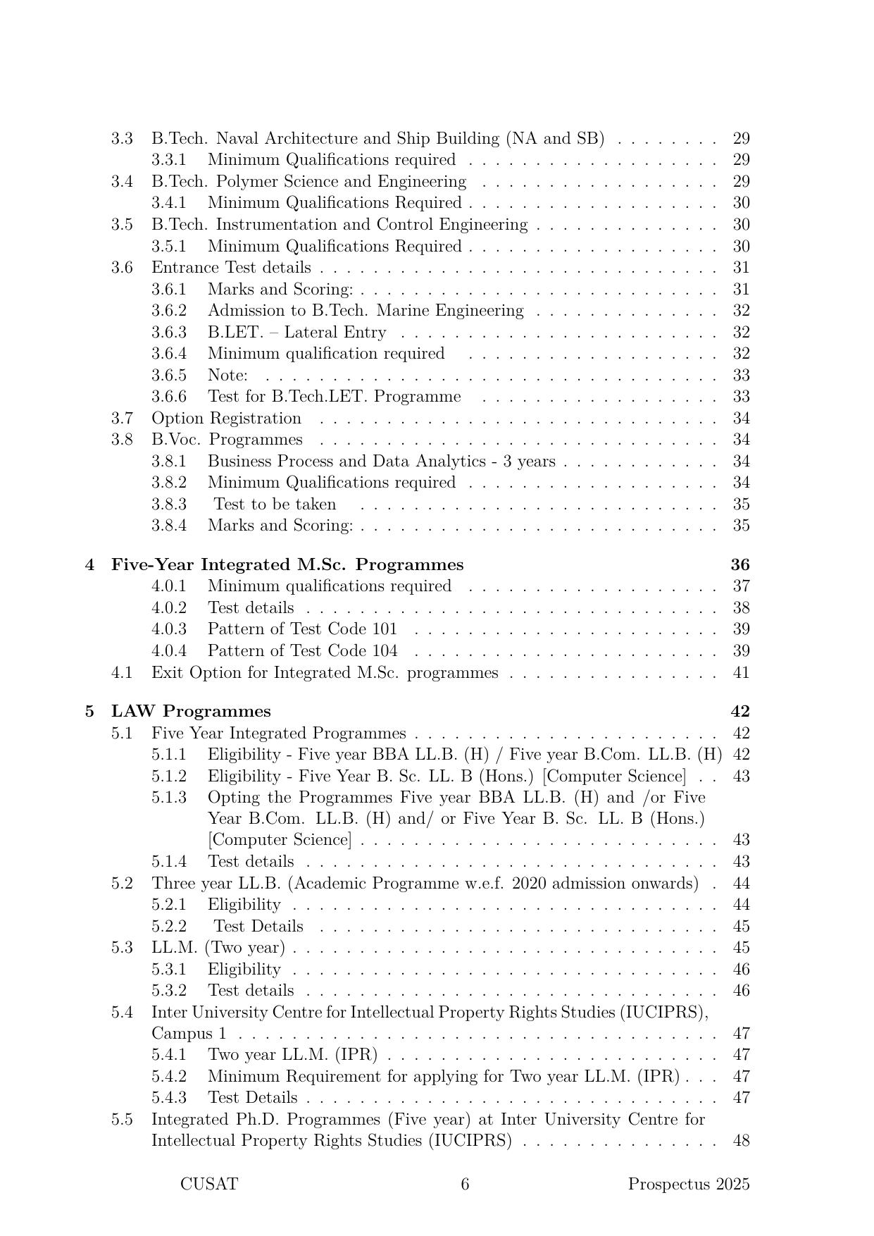 CUSAT CAT 2025 Syllabus - Page 6