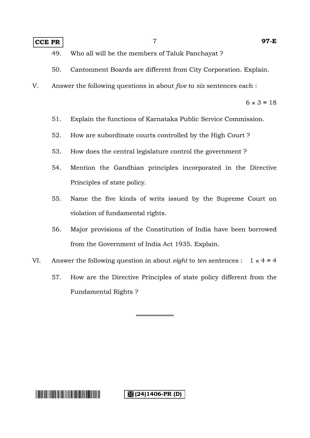 Karnataka SSLC POLITICAL SCIENCE - ENGLISH (97E%20CCE PR _24_1406-PR_D_) (Supplementary) June 2019 Question Paper - Page 7