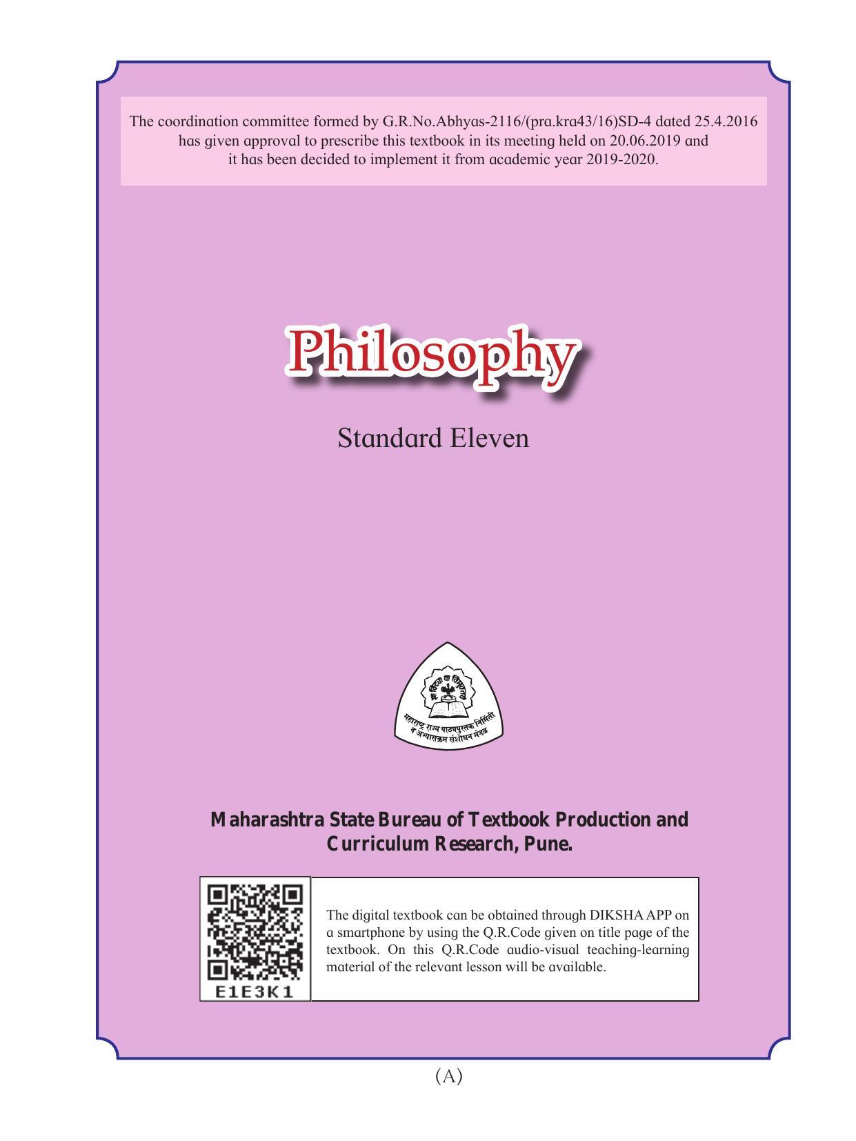 Maharashtra Board Class 11 Philosophy Textbook - Page 3