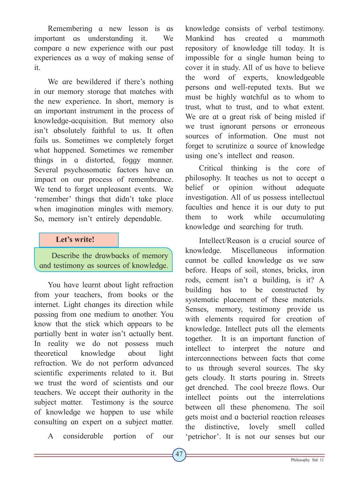 Maharashtra Board Class 11 Philosophy Textbook - Page 57