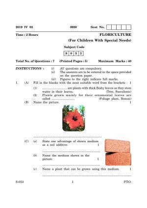 Goa Board Class 10 Basic Floriculture E March  (2019 1) Question Paper