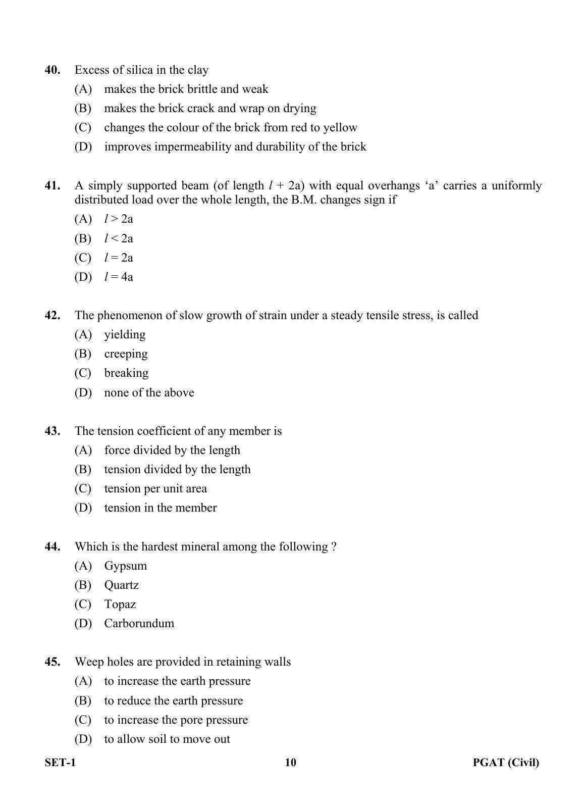 OJEE PGAT 2013 Civil Set 1 Question Paper - Page 9