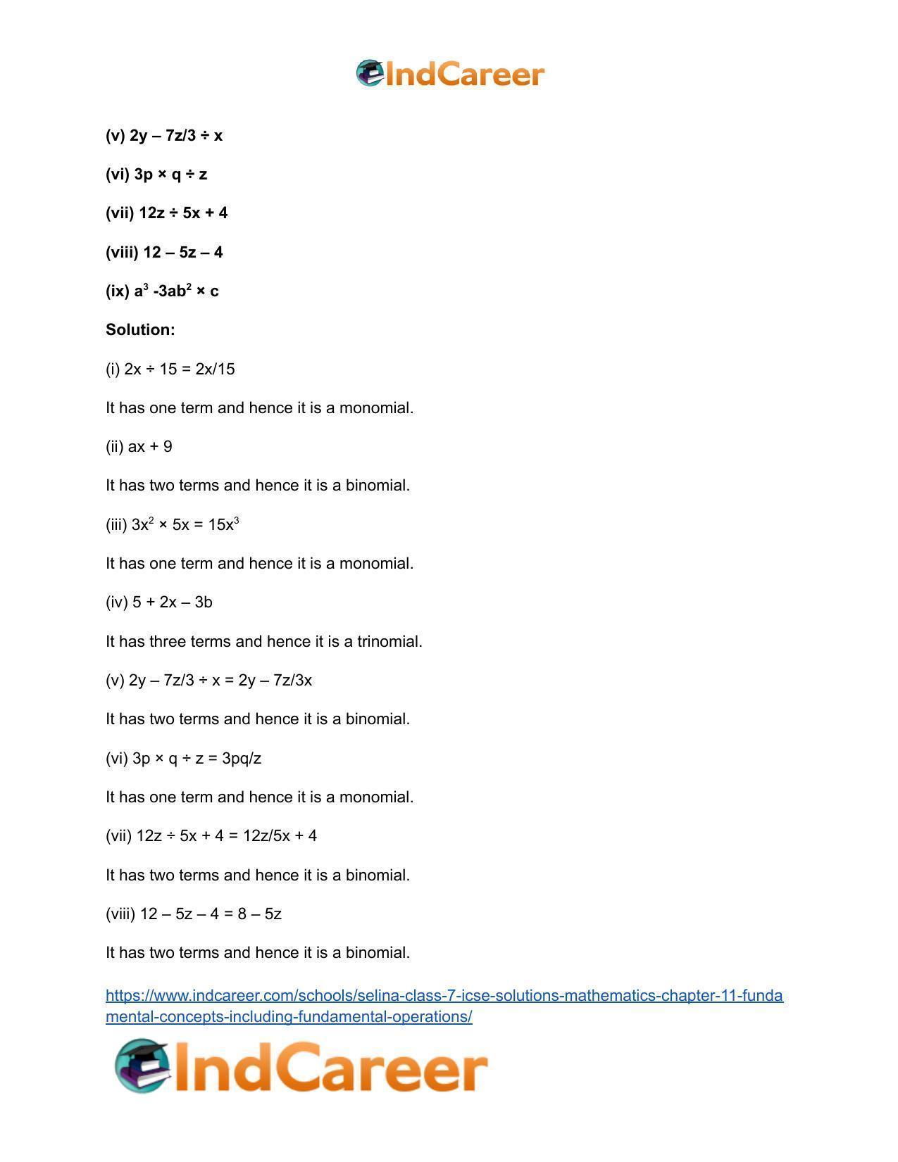 Selina Class 7 ICSE Solutions Mathematics : Chapter 11- Fundamental Concepts (Including Fundamental Operations) - Page 3
