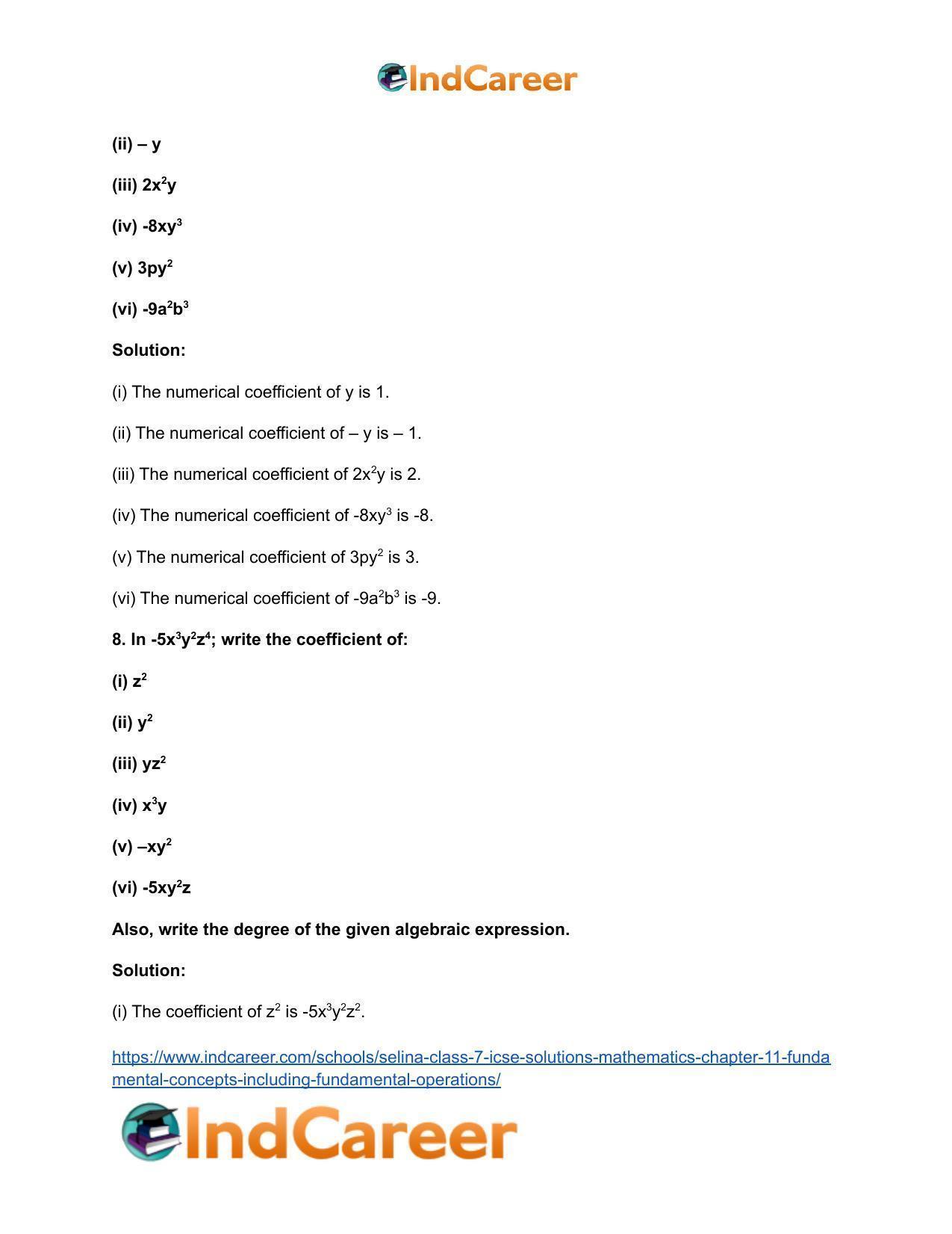 Selina Class 7 ICSE Solutions Mathematics : Chapter 11- Fundamental Concepts (Including Fundamental Operations) - Page 7