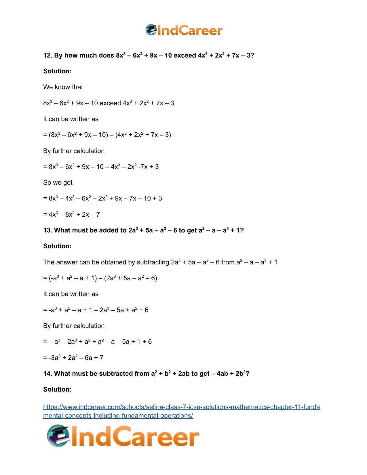Selina Class 7 ICSE Solutions Mathematics : Chapter 11- Fundamental Concepts (Including Fundamental Operations) - Page 22