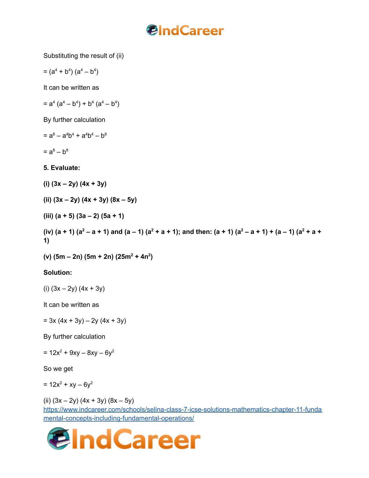 Selina Class 7 ICSE Solutions Mathematics : Chapter 11- Fundamental Concepts (Including Fundamental Operations) - Page 29