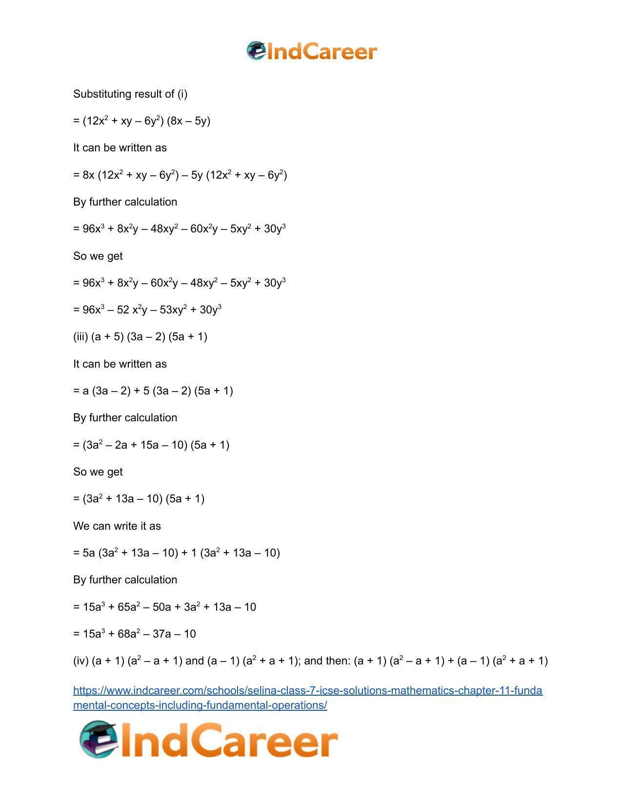 Selina Class 7 ICSE Solutions Mathematics : Chapter 11- Fundamental Concepts (Including Fundamental Operations) - Page 30