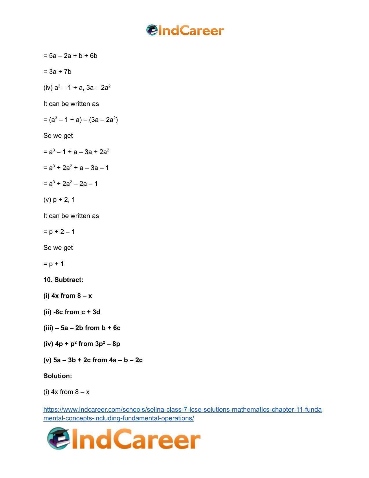 Selina Class 7 ICSE Solutions Mathematics : Chapter 11- Fundamental Concepts (Including Fundamental Operations) - Page 61