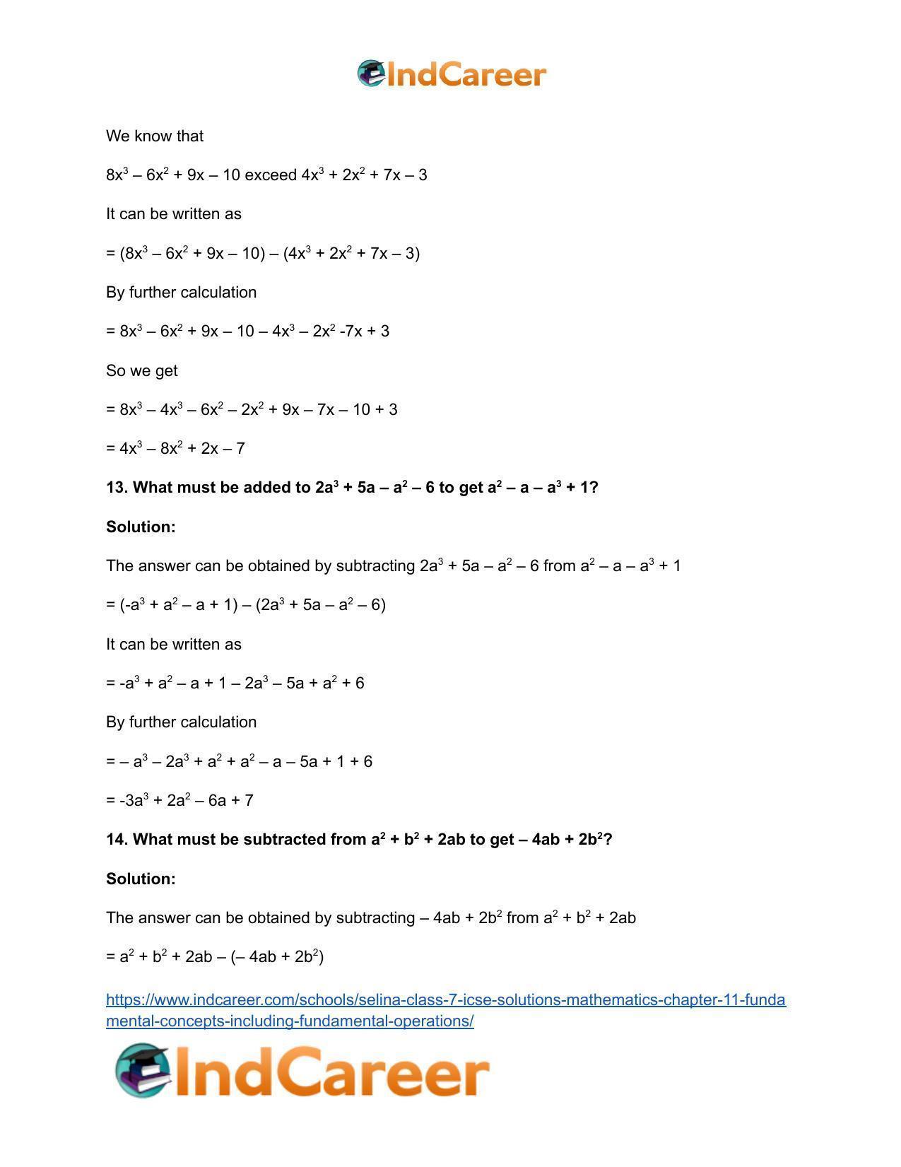Selina Class 7 ICSE Solutions Mathematics : Chapter 11- Fundamental Concepts (Including Fundamental Operations) - Page 64