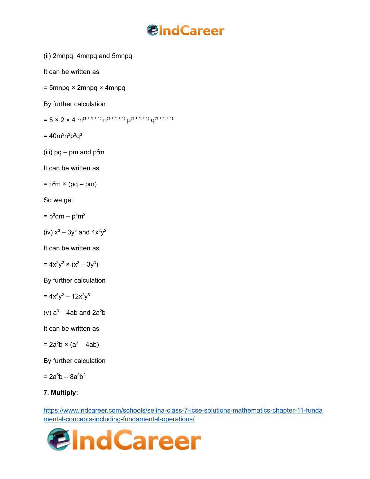 Selina Class 7 ICSE Solutions Mathematics : Chapter 11- Fundamental Concepts (Including Fundamental Operations) - Page 75