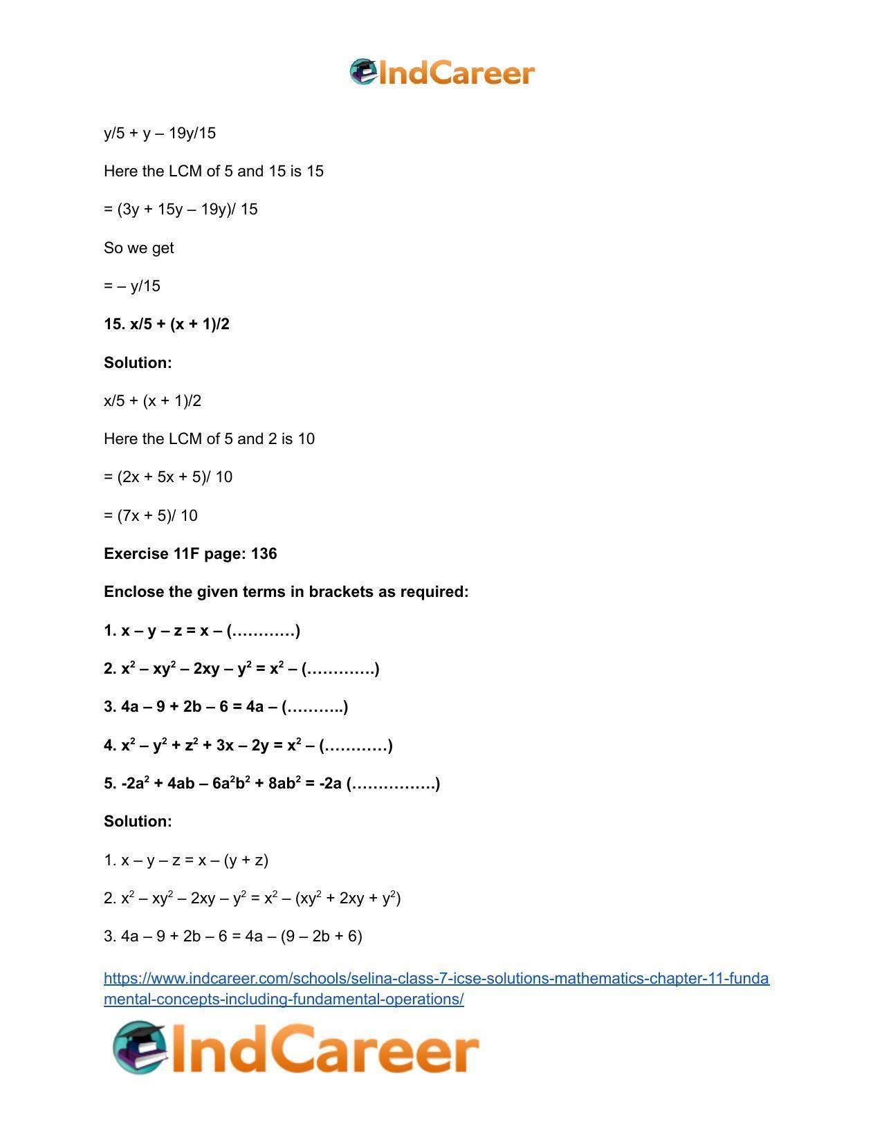 Selina Class 7 ICSE Solutions Mathematics : Chapter 11- Fundamental Concepts (Including Fundamental Operations) - Page 88