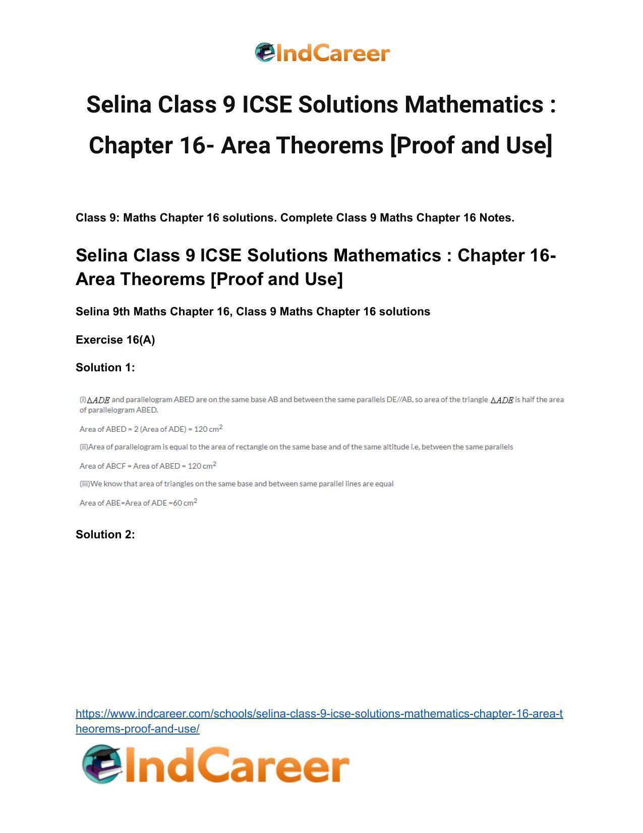 Selina Class 9 ICSE Solutions Mathematics : Chapter 16- Area Theorems [Proof and Use] - Page 2