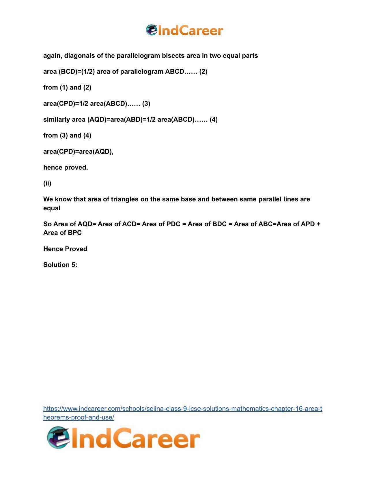 Selina Class 9 ICSE Solutions Mathematics : Chapter 16- Area Theorems [Proof and Use] - Page 6