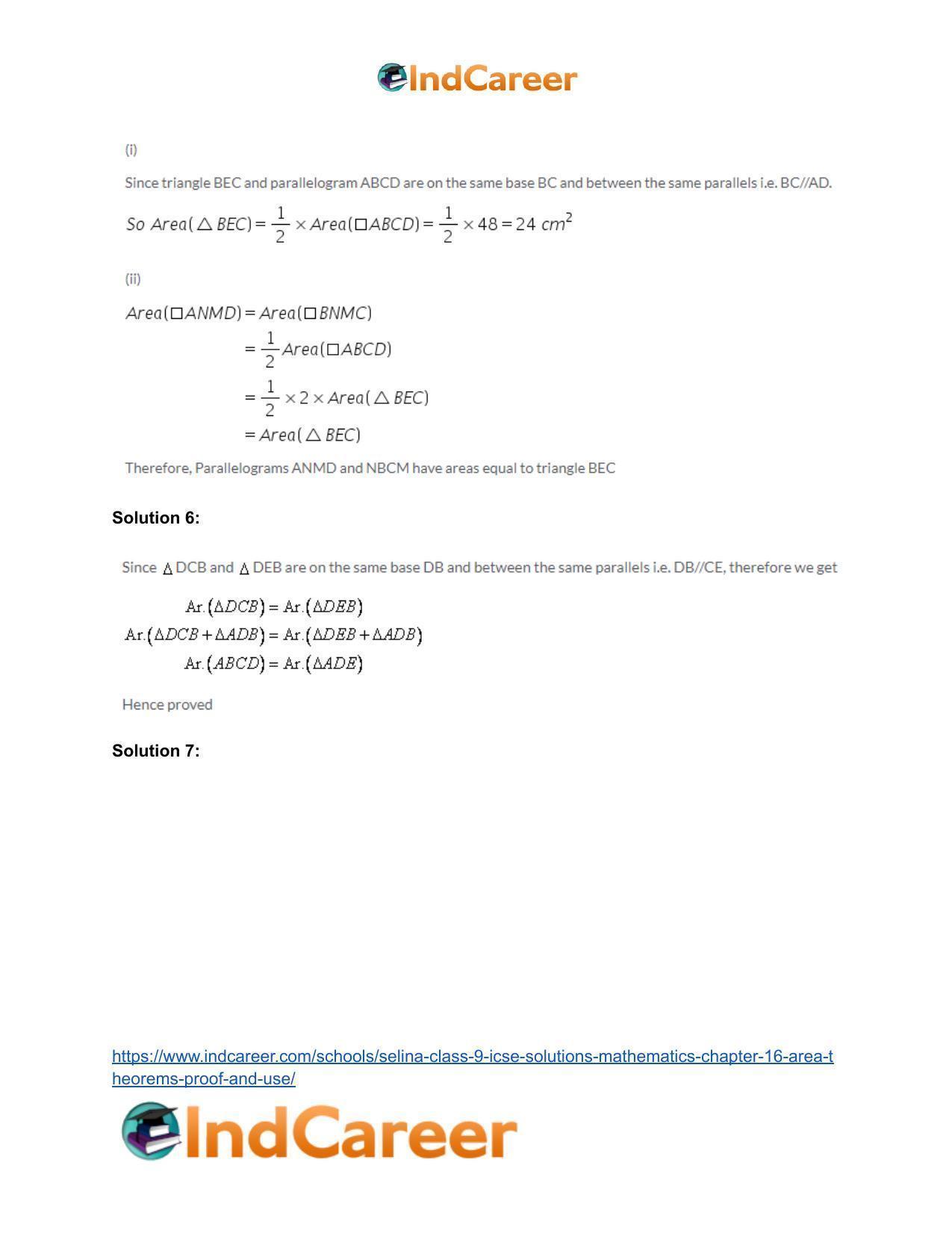 Selina Class 9 ICSE Solutions Mathematics : Chapter 16- Area Theorems [Proof and Use] - Page 7