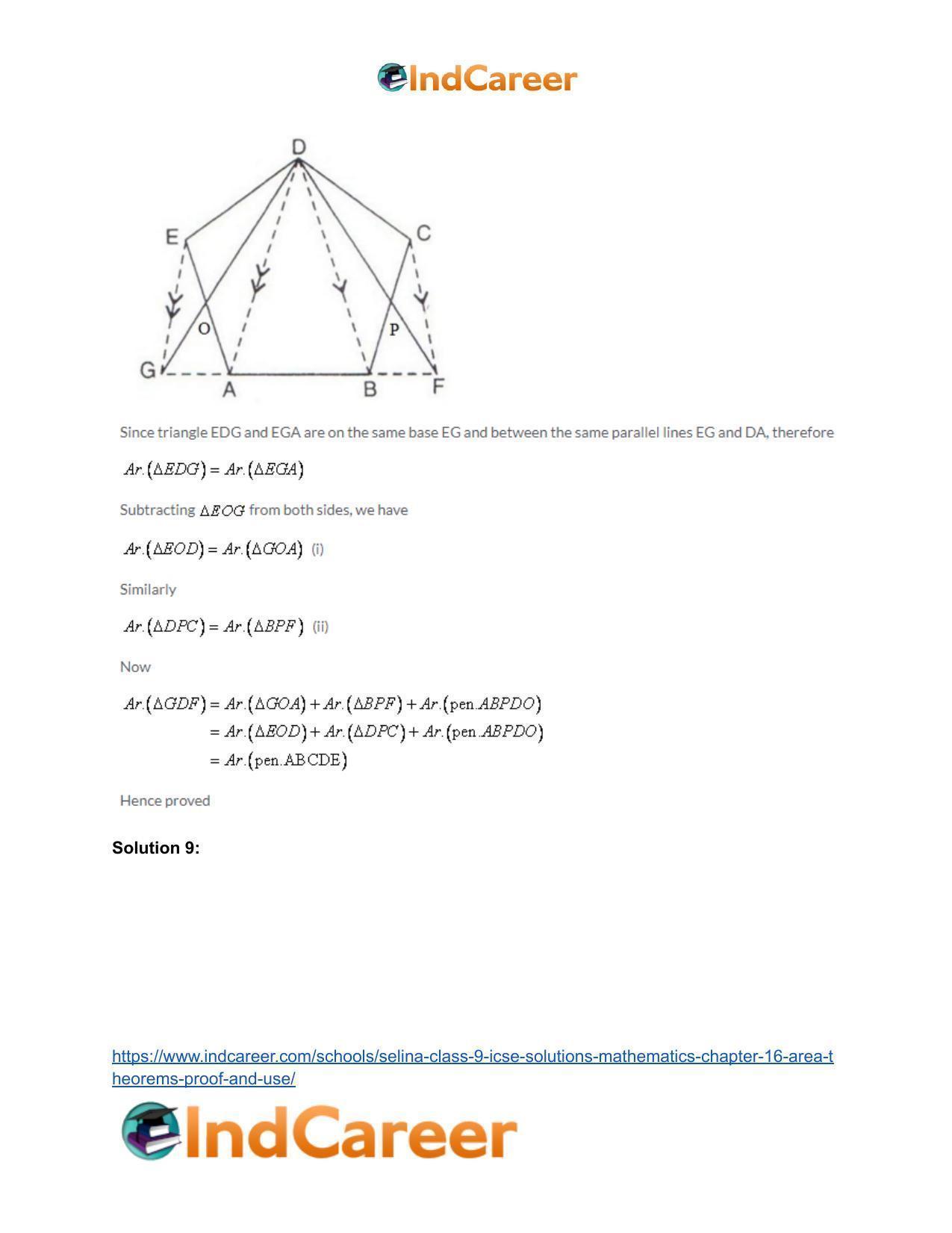 Selina Class 9 ICSE Solutions Mathematics : Chapter 16- Area Theorems [Proof and Use] - Page 9