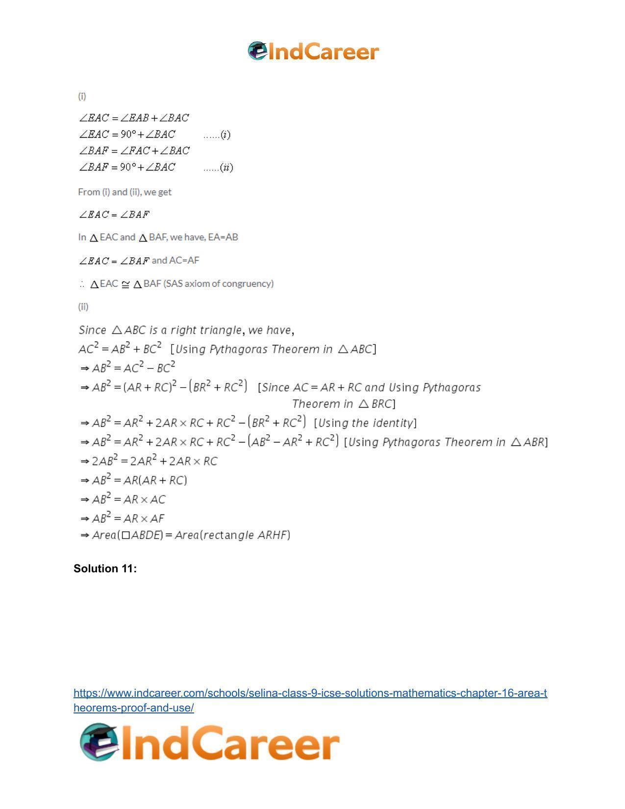 Selina Class 9 ICSE Solutions Mathematics : Chapter 16- Area Theorems [Proof and Use] - Page 11