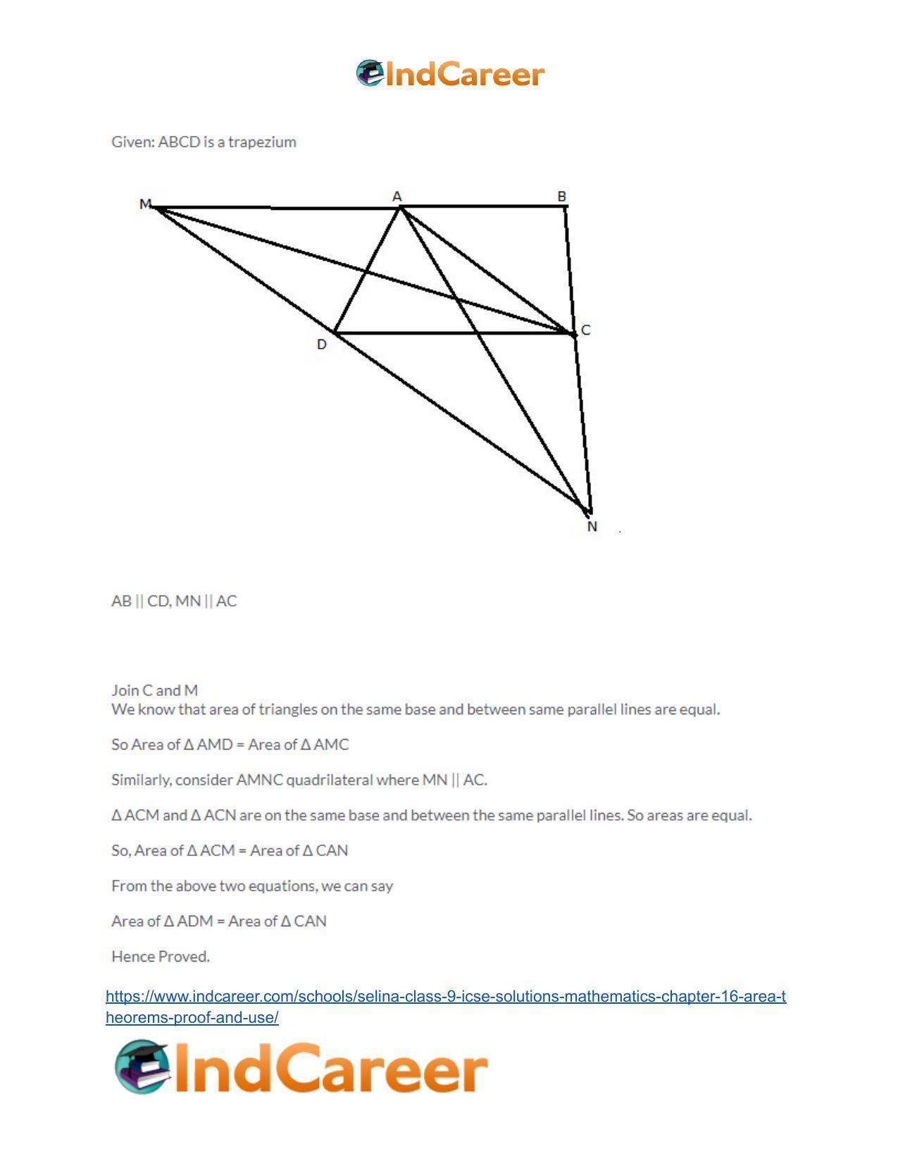 Selina Class 9 ICSE Solutions Mathematics : Chapter 16- Area Theorems [Proof and Use] - Page 15