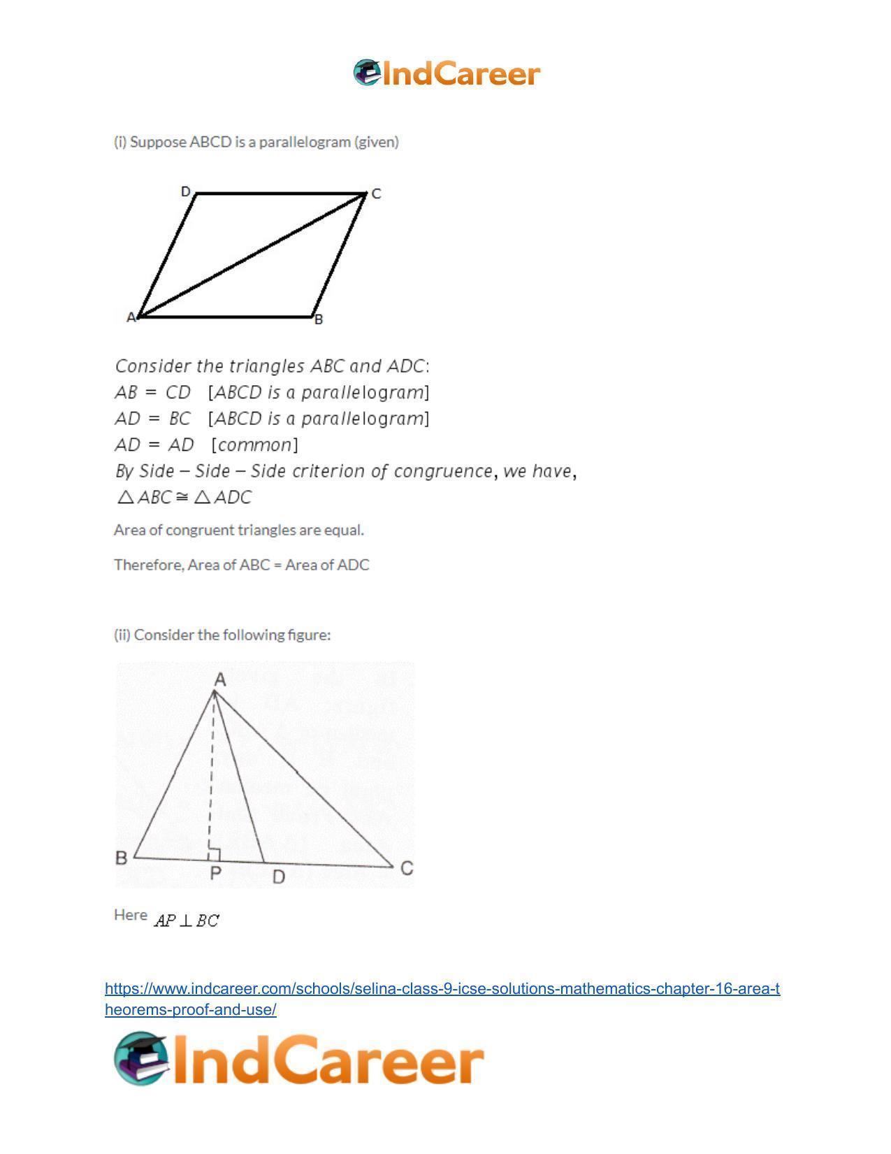 Selina Class 9 ICSE Solutions Mathematics : Chapter 16- Area Theorems [Proof and Use] - Page 19