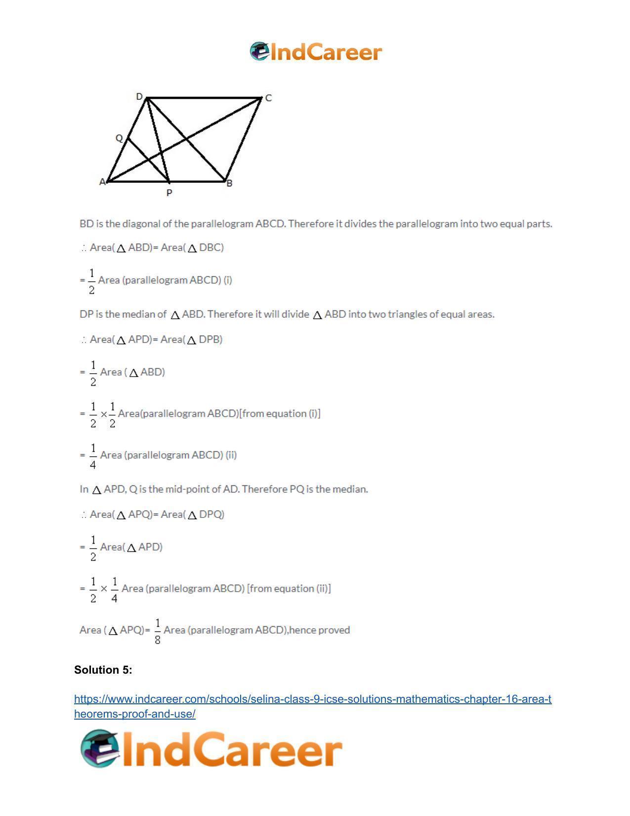 Selina Class 9 ICSE Solutions Mathematics : Chapter 16- Area Theorems [Proof and Use] - Page 22