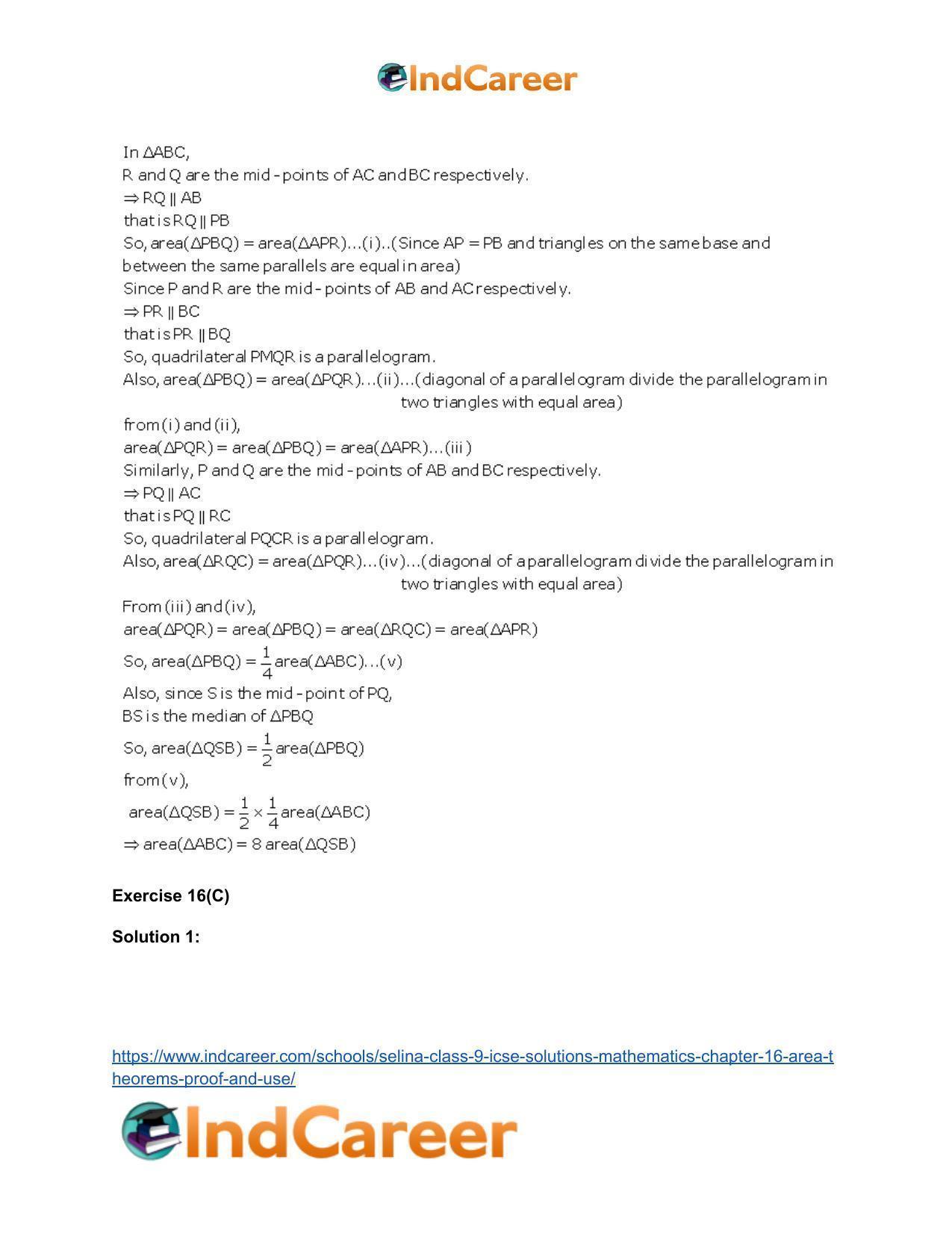 Selina Class 9 ICSE Solutions Mathematics : Chapter 16- Area Theorems [Proof and Use] - Page 26
