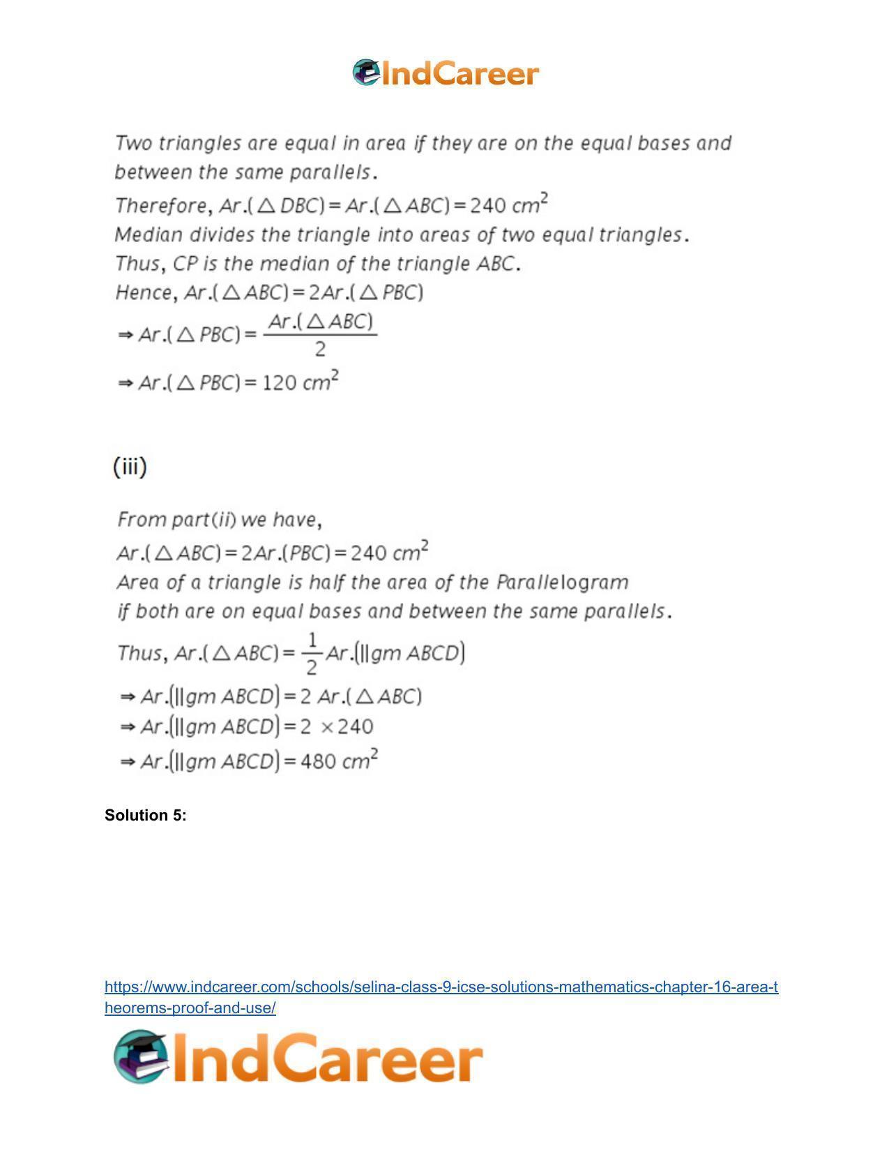 Selina Class 9 ICSE Solutions Mathematics : Chapter 16- Area Theorems [Proof and Use] - Page 33