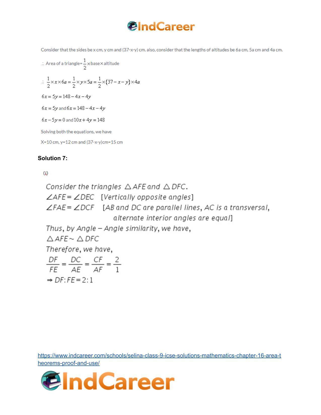 Selina Class 9 ICSE Solutions Mathematics : Chapter 16- Area Theorems [Proof and Use] - Page 36