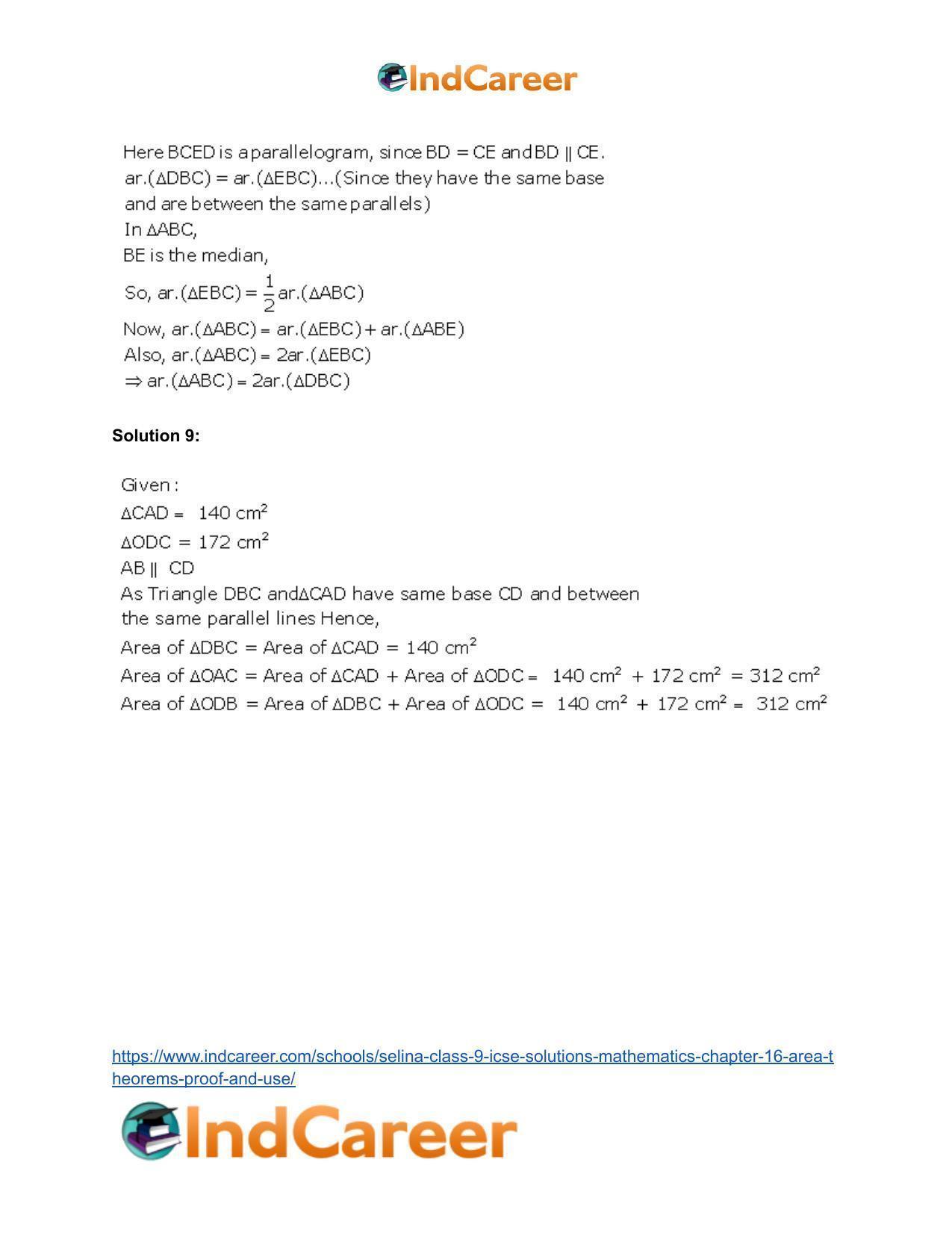 Selina Class 9 ICSE Solutions Mathematics : Chapter 16- Area Theorems [Proof and Use] - Page 39